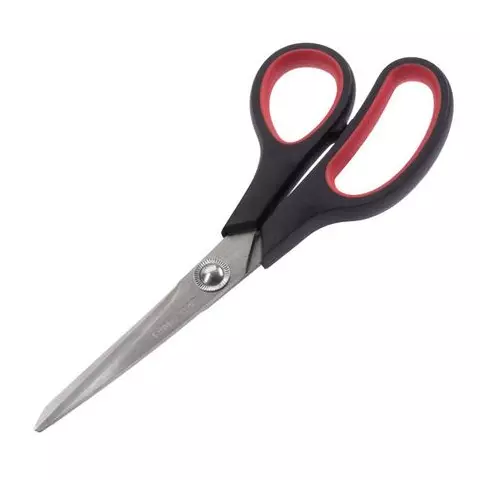 Ножницы Офисмаг "Soft Grip" 190 мм. резиновые вставки черно-красные 3-х сторонняя заточка