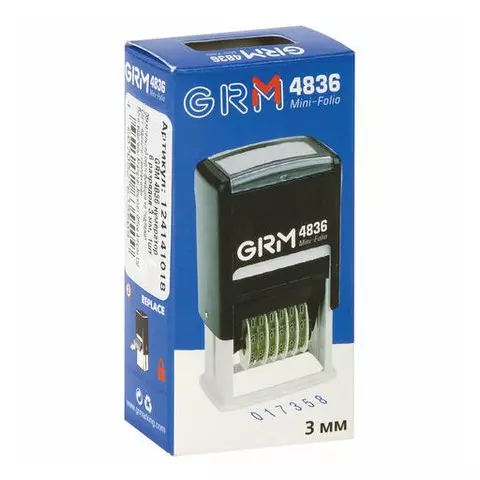 Нумератор 6-разрядный оттиск 15х3 мм. синий GRM 4836