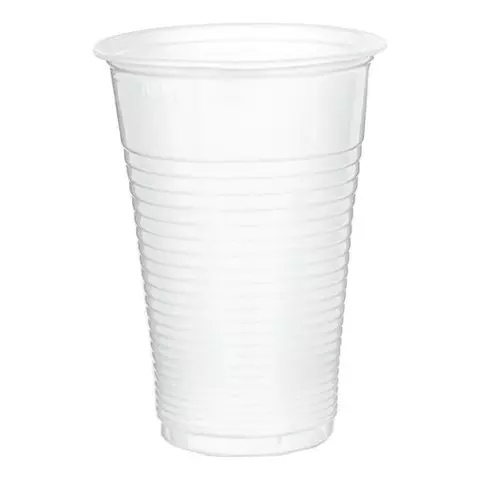 Одноразовые стаканы 200 мл. комплект 100 шт. пластиковые "бюджет" белые ПП холодное/горячее Laima