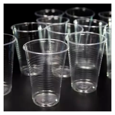Одноразовые стаканы 200 мл. комплект 100 шт. пластиковые "бюджет" прозрачные ПП холодное/горячее Laima