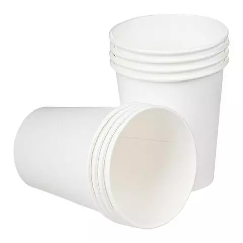 Одноразовые стаканы 200 мл. комплект 50 шт. бумажные однослойные белые холодное/горячее Huhtamaki