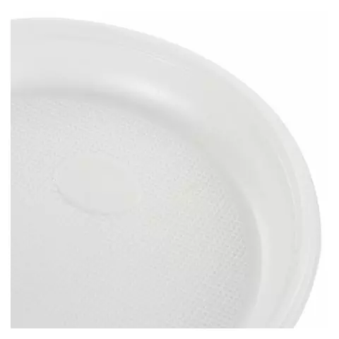 Одноразовые тарелки десертные комплект 100 шт. пластик d=170 мм. бюджет белые ПС холодное/горячее Laima