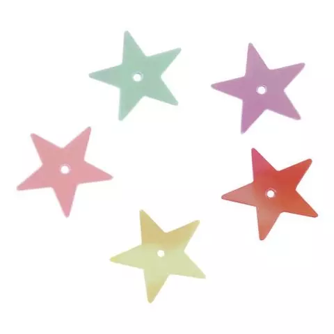 Пайетки для творчества "Звезды" яркие цвет ассорти 5 цветов 15 мм. 20 грамм. Остров cокровищ