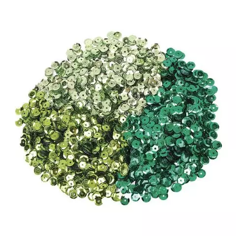 Пайетки для творчества "Классика" оттенки зеленого 6 мм. 30 грамм. Остров cокровищ