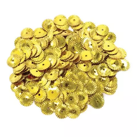 Пайетки для творчества "Рифленые" золото 10 мм. 20 грамм. Остров cокровищ