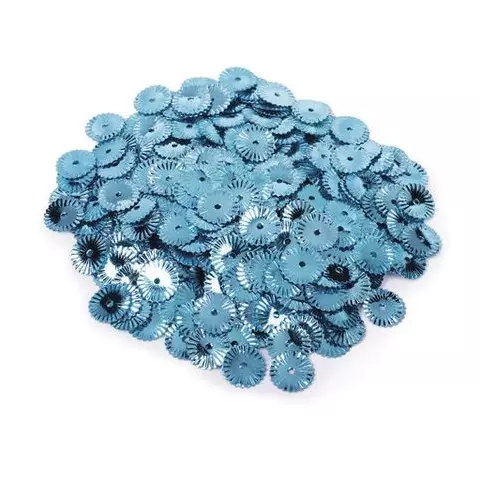 Пайетки для творчества "Рифленые" оттенки голубого 10 мм. 30 грамм. Остров cокровищ