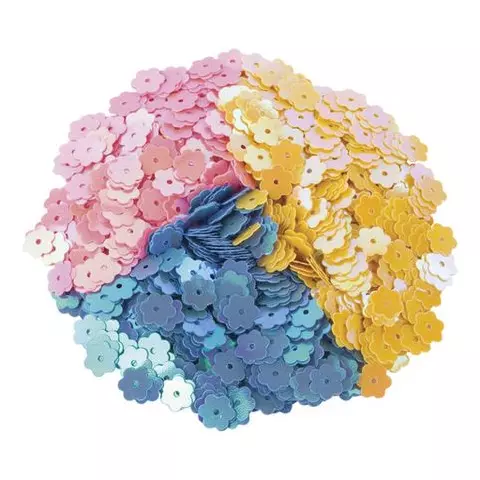 Пайетки для творчества "Цветочки" цвет ассорти 8 мм. 30 грамм. 3 цвета Остров cокровищ