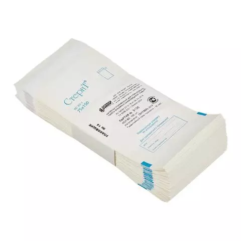 Пакет бумажный для стерилизации самоклеящийся Винар СТЕРИТ комплект 100 шт. для паровой/воздушной стерилизации 75х150 мм.