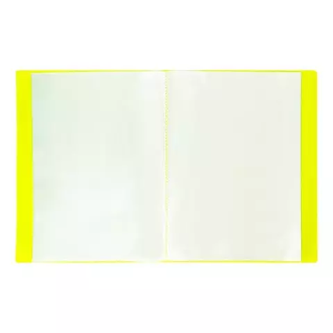 Папка 20 вкладышей Brauberg "Neon" 16 мм. неоновая желтая 700 мкм.