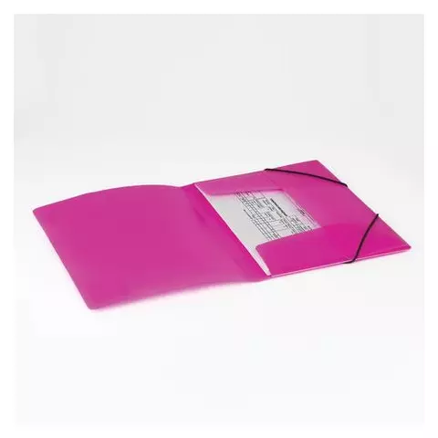 Папка на резинках Brauberg "Neon" неоновая розовая до 300 листов 05 мм.
