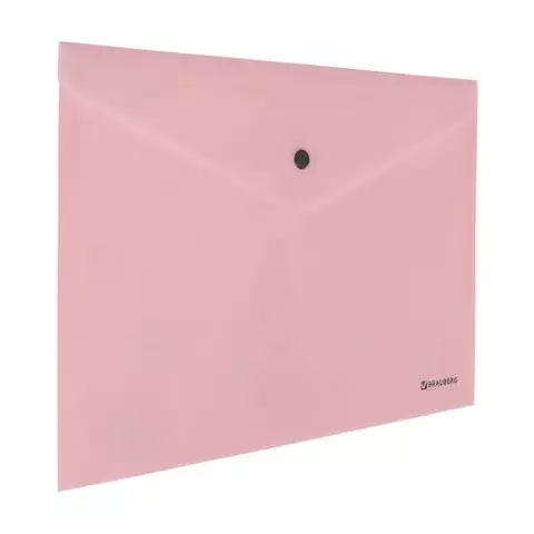 Папка-конверт с кнопкой Brauberg "Pastel" А4 до 100 листов непрозрачная персиковая 018 мм.
