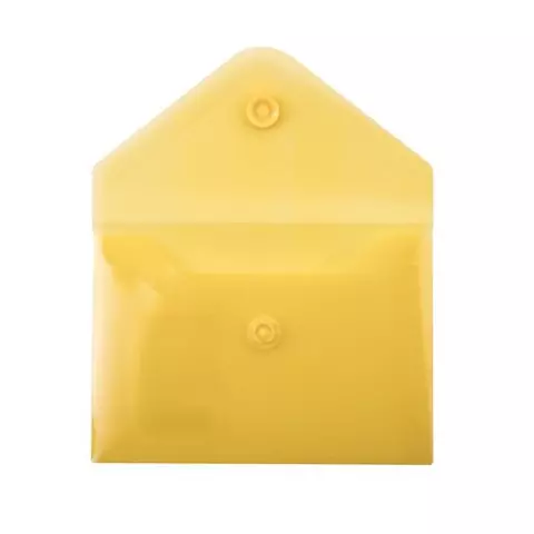 Папка-конверт с кнопкой малого формата (74х105 мм.) А7 (для дисконтных банковских карт визиток) прозр желтая 018 мм. Brauberg