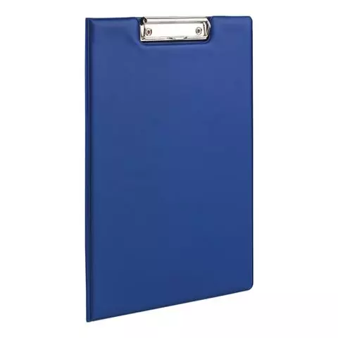Папка-планшет Brauberg А4 (340х240 мм.) с прижимом и крышкой картон/ПВХ Россия синяя