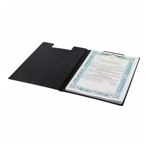 Папка-планшет Staff А4 (310х230 мм.) с прижимом и крышкой пластик черная 05 мм.