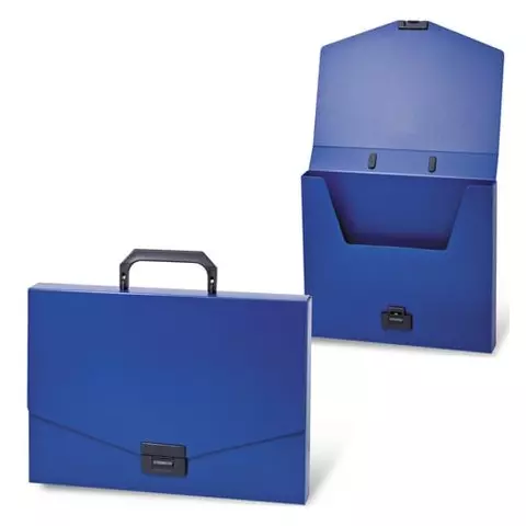 Папка-портфель пластиковая Brauberg "Energy" А4 (330х256х32 мм.) без отделений синий