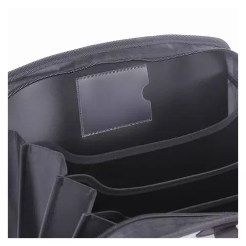 Папка-портфель пластиковая Brauberg А4+ (375х305х60 мм.) 4 отделения 2 кармана серая