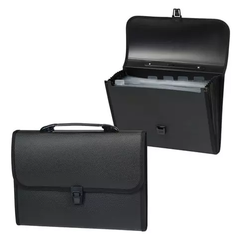 Папка-портфель пластиковая Staff А4 (330х235х50 мм.) 7 отделений с окантовкой индексные ярлыки черный