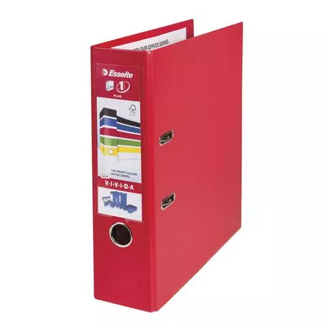 Папка-регистратор ESSELTE "VIVIDA Plus" А4+ с двухсторонним покрытием из пластика 80 мм. красная