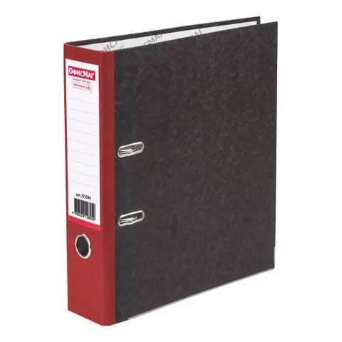 Папка-регистратор Офисмаг фактура стандарт с мраморным покрытием 75 мм. красный корешок