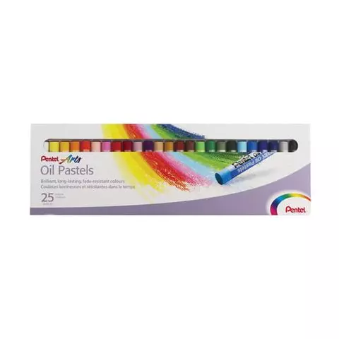 Пастель масляная художественная Pentel "Oil Pastels", 25 цветов, круглое сечение