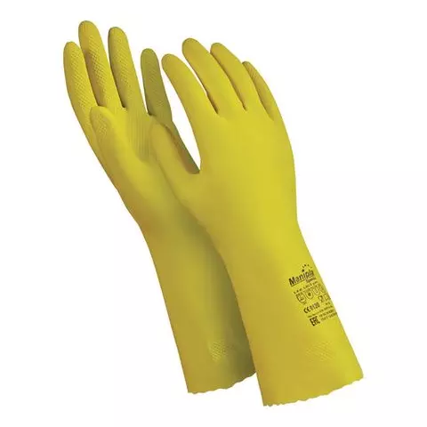 Перчатки латексные MANIPULA "Блеск" хлопчатобумажное напыление размер 8-85 (M) желтые