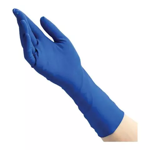 Перчатки латексные смотровые Benovy High Risk 25 пар (50 шт.) неопудренные повышенной прочности размер XL (очень большой) синие