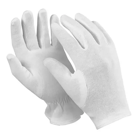 Перчатки хлопчатобумажные MANIPULA "Атом" комплект 12 пар размер 7 (S) белые