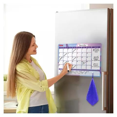 Планинг-трекер магнитный на холодильник 42х30 см. с маркером и салфеткой Brauberg