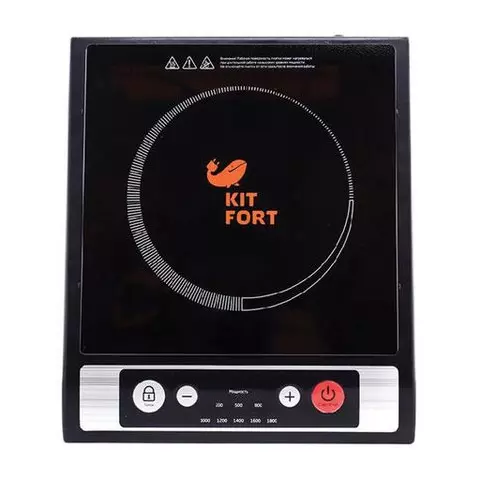 Плитка электрическая индукционная Kitfort 1800 Вт 1 конфорка 8 режимов кнопочное управление черная