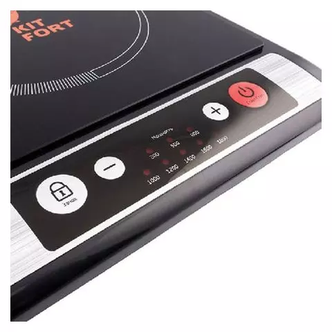 Плитка электрическая индукционная Kitfort 1800 Вт 1 конфорка 8 режимов кнопочное управление черная