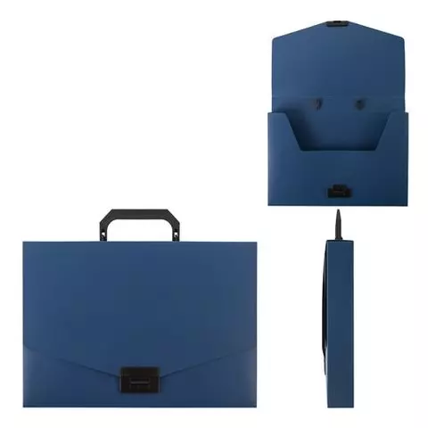 Портфель пластиковый Staff А4 (320х225х36 мм.) без отделений синий