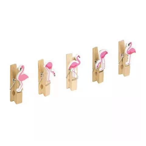 Прищепки декоративные "Фламинго" 10 шт. 35 см. ассорти со шпагатом Остров cокровищ