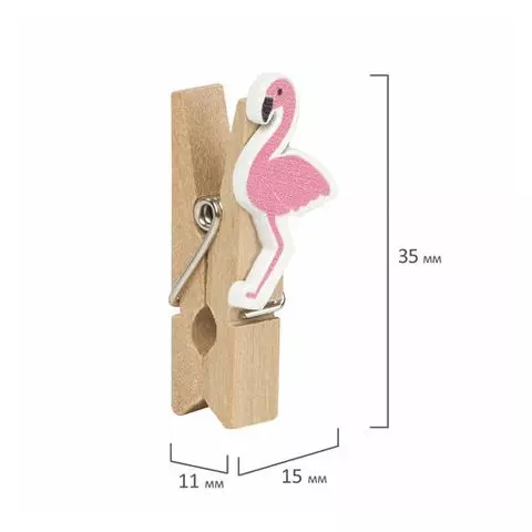 Прищепки декоративные "Фламинго" 10 шт. 35 см. ассорти со шпагатом Остров cокровищ