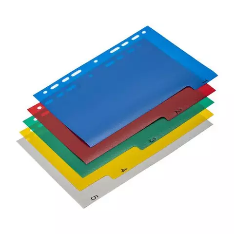 Разделитель пластиковый малый формат (210x162 мм.) А5 5 листов цифровой 1-5 оглавление Brauberg