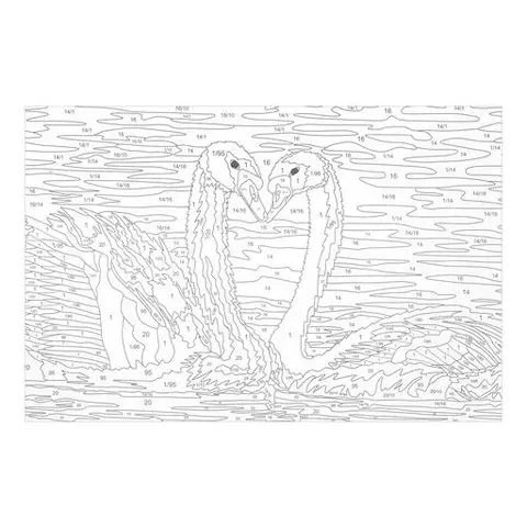 Раскраска по номерам А4 "Белые лебеди" с акриловыми красками на картоне кисть Юнландия