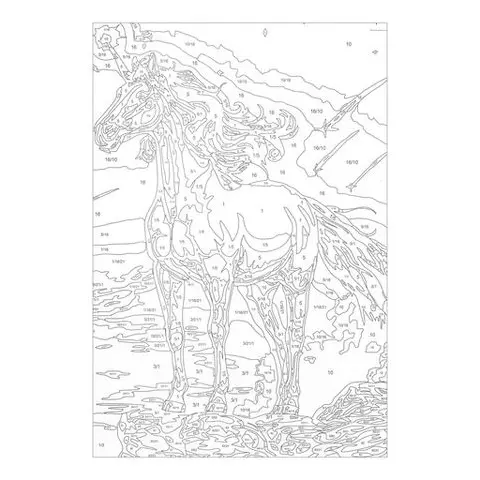 Раскраска по номерам А4 "Единорог" с акриловыми красками на картоне кисть Юнландия