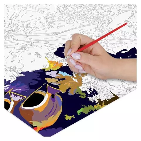 Раскраска по номерам А4 "Единорог" с акриловыми красками на картоне кисть Юнландия
