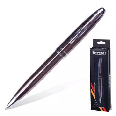 Ручка подарочная шариковая Brauberg "Oceanic Grey" корпус серый узел 1 мм. линия письма 07 мм. синяя