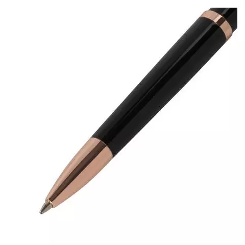 Ручка подарочная шариковая Galant "PUNCTUM BLACK" корпус черный детали розовое золото узел 07 мм. синяя