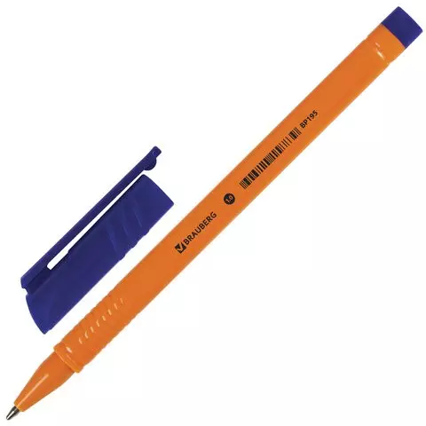 Ручка шариковая Brauberg "Solar" синяя трехгранная корпус оранжевый узел 1 мм.