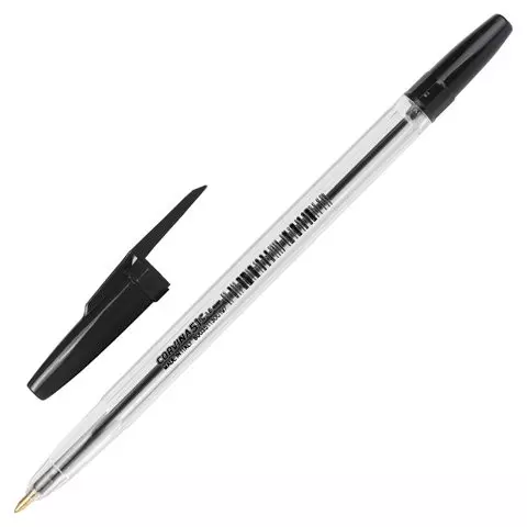 Ручка шариковая CORVINA (Италия) "51 Classic" черная корпус прозрачный узел 1 мм.
