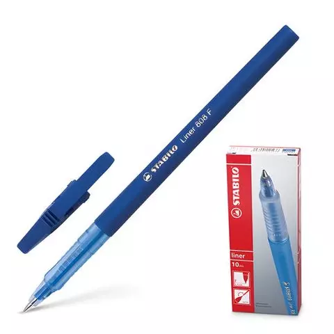 Ручка шариковая Stabilo "Liner" синяя корпус синий узел 07 мм.