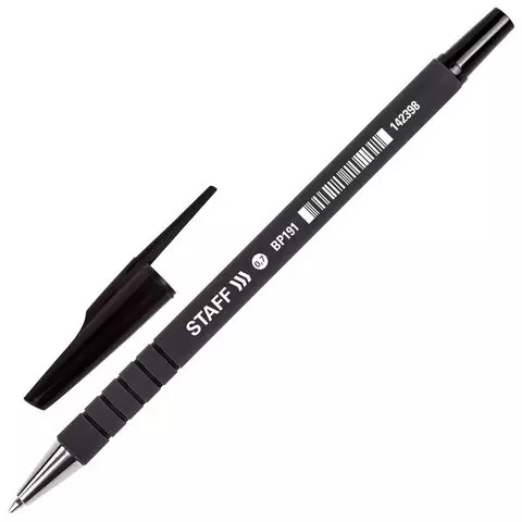 Ручка шариковая Staff "Everyday" BP-191 черная корпус прорезиненный черный узел 07 мм.