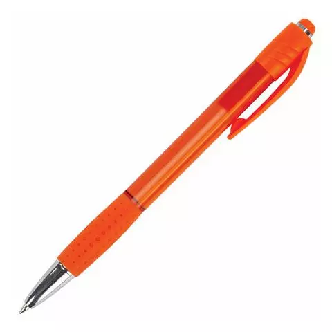 Ручка шариковая автоматическая с грипом Brauberg SUPER синяя корпус оранжевый узел 07 мм.