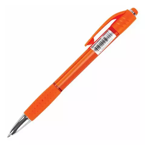 Ручка шариковая автоматическая с грипом Brauberg SUPER синяя корпус оранжевый узел 07 мм.
