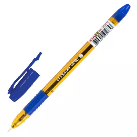Ручка шариковая масляная c грипом Staff "Manager OBP-267" синяя корпус оранжевый линия письма 035 мм.