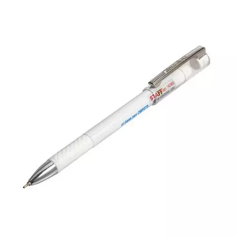 Ручка шариковая масляная с грипом Staff "Chrome" синяя корпус белый хромированные детали узел 07 мм. линия 035 мм.