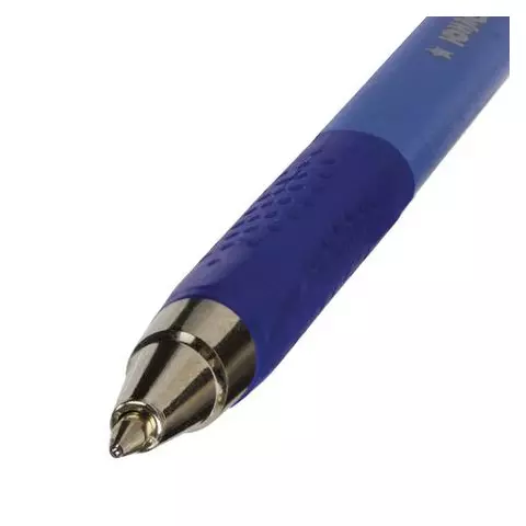 Ручка шариковая масляная с грипом Юнландия "Антибактериальная" синяя трехгранная узел 07 мм.