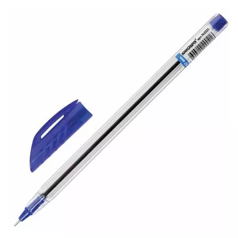Ручка шариковая масляная Юнландия "КЛАССНАЯ" синяя корпус прозрачный узел 07 мм.