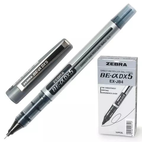 Ручка-роллер Zebra "Zeb-Roller DX5" черная корпус серебристый узел 05 мм.